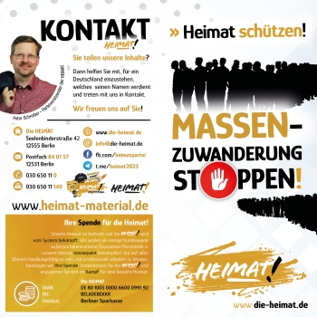 Flugblatt "Heimat schützen - Massenzuwanderung stoppen!"