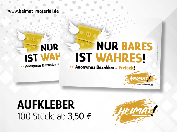 Aufkleber "Bargeld!