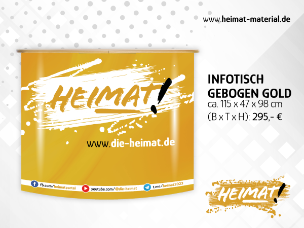 Infotisch Gebogen Gold