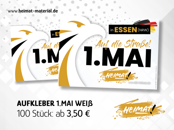 Aufkleber "1. Mai" - Weiß