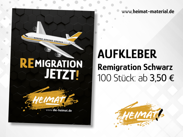 Aufkleber "Remigration" Schwarz