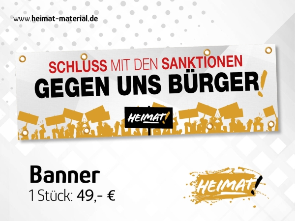 Banner "Schluss mit den Sanktionen"